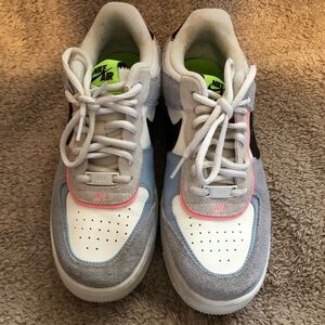 Nike Air Force 1 Gray, White, Pink, Blue Shoes
